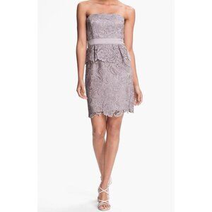 Adrianna Papell Dress 10 Pewter Light Lilac/Gray W Bra Wedding Party Cruise